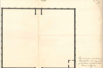 Planimetria del cimitero di Momo, maggio 1832.<br>(Fonte: archivio storico comunale)